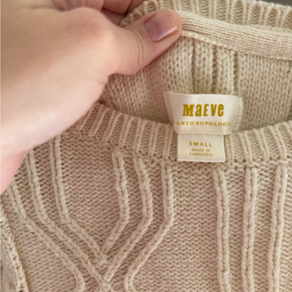 Maeve Cream Oversized Cableknit Sweater, Size Smalll - Picture 2 of 5